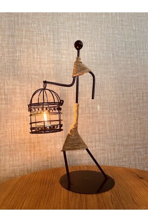 1 skandinavischer Vintage-Kerzenständer aus Eisen – Käfig-Kerzenhalter aus schwarzem Metall, 25 cm - Genel Markalar