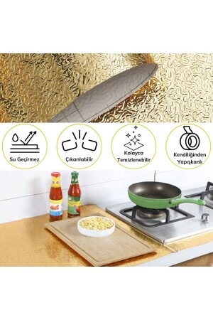 10 Metre Kendinden Yapışkanlı Silinebilir Mutfak Tezgah Üstü Sticker Folyo Gold Renk P570216S1525 - 5
