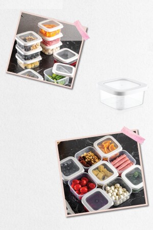 10 Stück quadratische Frühstücksschüssel mit Silikondeckel – Frühstücks-Aufbewahrungsbehälter-Set weiß TYCQ2P9PZN168617761362059 - 2