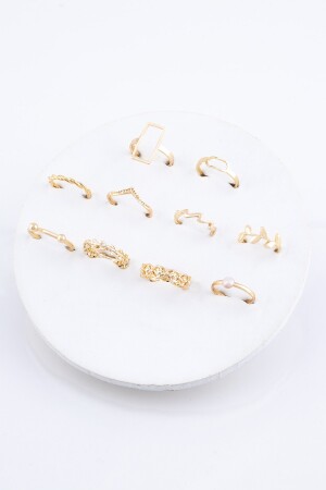 10-teilige Ringkombination mit Perlen- und Olivenzweigfiguren 023 - 3