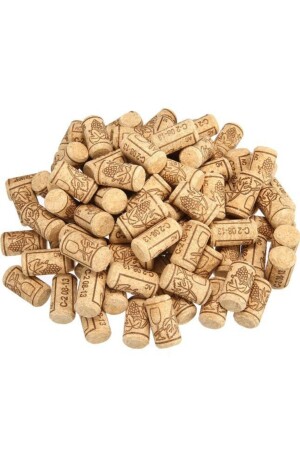 100 Adet Şişe Mantarı - Doğal Mantar Tıpa - Şarap Şişesi Mantar Tıpası 3434330 - 1