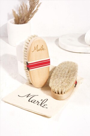 %100 Doğal At Kılı Selülit Fırçası (SAKLAMA KESESİ HEDİYELİ) - Mar’Le