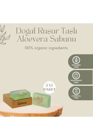 %100 Doğal El Yapımı Ruşur Taşlı Aloe Vera Sabunu 120 Gram X 2 Adet RVN85 - RAVENNA