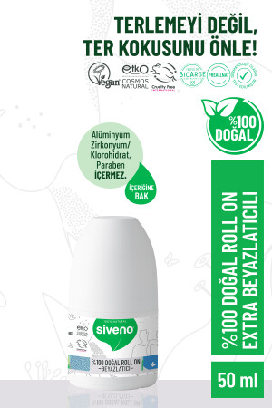 %100 Doğal Roll-on Beyazlatıcı Etkili Deodorant Ter Kokusu Önleyici Bitkisel Lekesiz Vegan 50 ml MSIV-000162 - 1