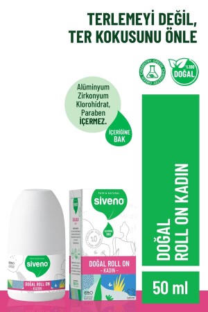 %100 Doğal Roll-on Kadın Deodorant Ter Kokusu Önleyici Bitkisel Leke Bırakmayan Vegan 50 ml - Siveno