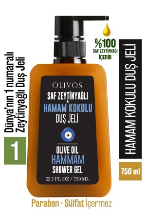 %100 Doğal Zeytinyağlı Hamam Kokulu Banyo Ve Duş Jeli Kuru Cilt Nemlendirici Ve Besleyici 750 ml 15304011 - Olivos