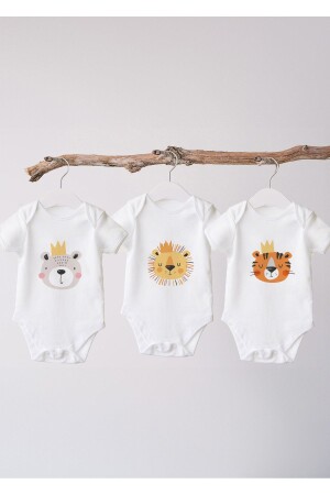 %100 Organik Pamuk 3lü Baskılı Kısa Kollu Bebek Body - Lilabio