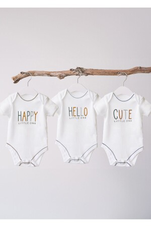 %100 Organik Pamuk 3lü Baskılı Kısa Kollu Bebek Body - Lilabio