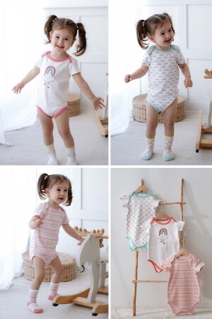 %100 Pamuk 3lü Kısa Kollu Bebek Body - Lilabio