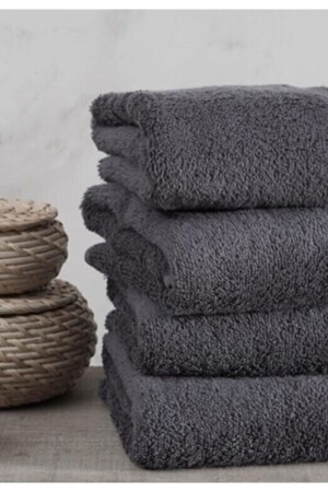 %100 Pamuk Ekstra Yumuşak Antrasit 4 Adet Spor Kuaför 50x90 El Yüz Havlusu 4*lü-ANTRASİT - AYHANHOME