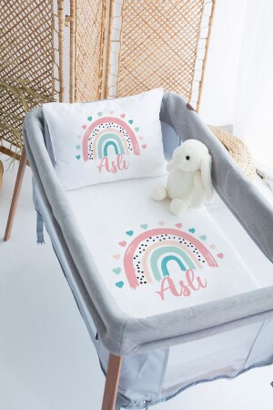 %100 Pamuk Isme Özel 70x120 Park Yatak Nevresim Takımı - Lilabio