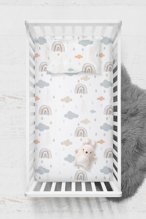 %100 Pamuk Ranforce Düz Çarşaf Seti - Gökkuşağı - 100x150-35x45 - Wheeppo