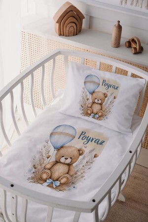 %100 Pamuk Saten Anne Yani Beşik Nevresim Takımı Ayıcık - Lilabio