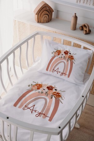 %100 Pamuk Saten Anne Yani Beşik Nevresim Takımı Gökkuşağı - Lilabio