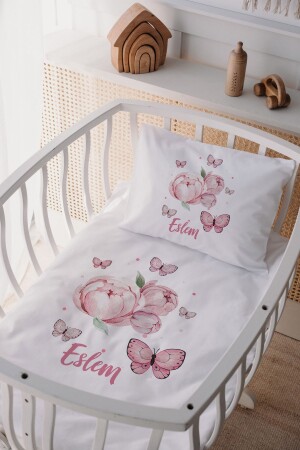 %100 Pamuk Saten Anne Yani Beşik Nevresim Takımı Kelebek - Lilabio