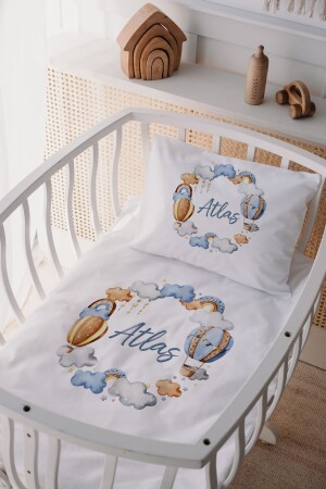 %100 Pamuk Saten Anne Yani Beşik Nevresim Takımı Uçan Balon - Lilabio