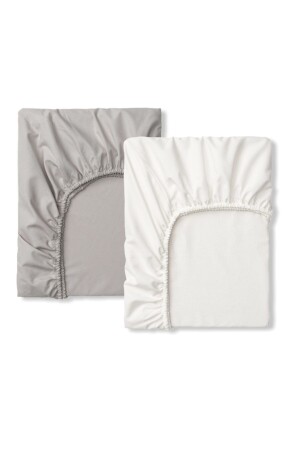 %100 Pamuklu Bebek Çocuk Lastikli Çarşaf 70x120 Beyaz Ve Gri (2 ADET) 39 - Bebek Özel