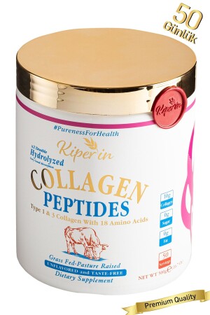 %100 Saf Ve Doğal Yüksek Biyoaktif Çift Hidrolize Kolajen Peptitler içeren Diyet Takviyesi(50günlük) KC00001 - Kiperin Collagen
