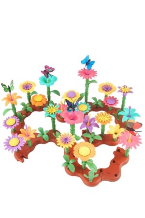 104 Parça Bahçe Çiçek Yapım Seti Yapı Blokları Yapboz Lego Bul Tak Puzzle Eğitici Oyuncak HYD-9015363-1301 - 5