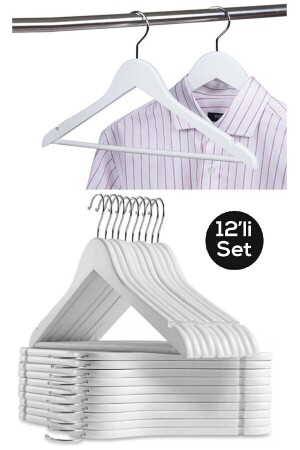 12 Adet - Ahşap Görünümlü Plastik A Kalite Askı- Kıyafet Ve Elbise Askısı 135 gr - Esti