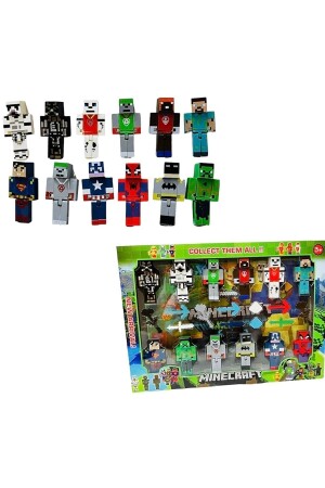 12 Stück Superhelden-Spielzeugfiguren, 23 Stück Lego-Bauspielzeug, Spielzeugfiguren - Minecraft