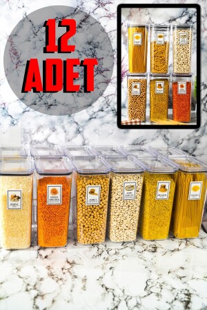 12-teiliges, beschriftetes, rechteckiges Mica-Aufbewahrungsbehälter-Set in Jumbo-Größe – 2900 ml Super-Set 321587945865 - kalitebudur34