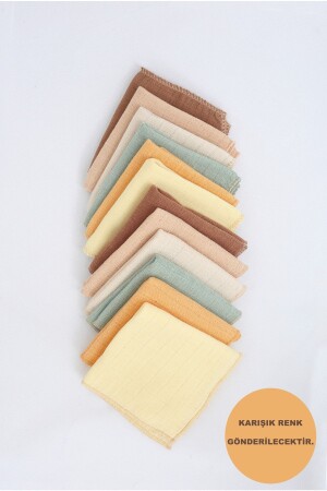 12'li Müslin Ağız Mendili - Ter Bezi Çift Kat Dikimli - Luckka