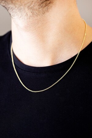 14 Ayar Altın Ince Sarı Erkek Zincir Kolye 50 Cm znc699 - Uşaklıhafız kuyumculuk