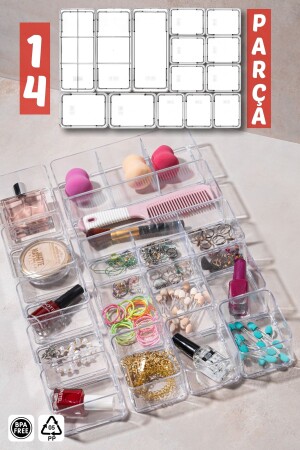 14 Parça Çekmece İçi- Çok Amaçlı Düzenleyici Organizer Seti - Nandy Home