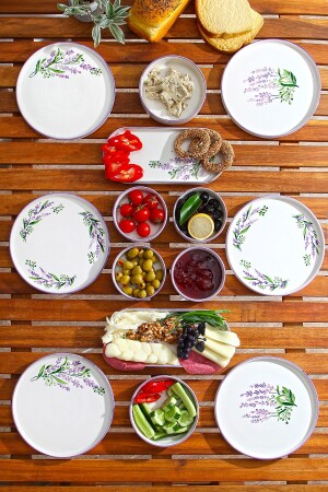 14-teiliges stapelbares Lavendel-Frühstücksset für 6 Personen – Luxus-Frühstückspräsentationsset Teller MCH08719 - 3