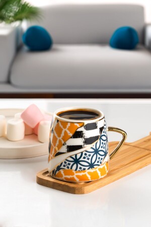 14671-2 Bechertasse aus vergoldetem Porzellan – Tee- und Kaffeetasse mit Henkel – 200 cc - Porsima