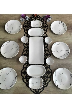 15-teiliges Frühstücksset für 6 Personen, mattes Creme-Marmormuster, bera8787 - Bera