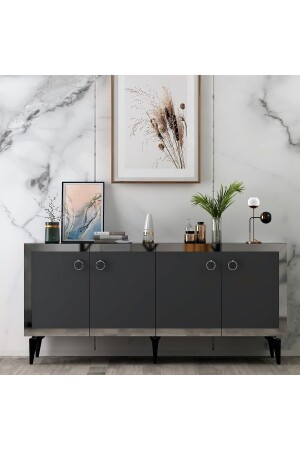 150 cm Polykonsole Royalmarble-anthrazit-silber POLY - DEMONTE DECOR