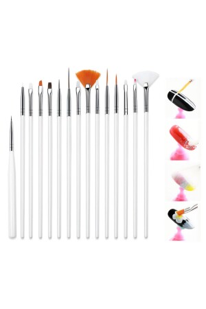 15'li Tırnak Nail Art Desen Tırnak Süsleme Ve Boyama Fırça Seti - Moziur