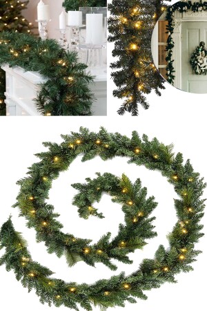 160cm Yılbaşı Ağaç Çam Dalı Garland Dekoratif Ledli Günışığı Yeni Yıl Dekor Süsleri (1,60metre) 271020221700 - 1