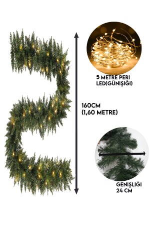160cm Yılbaşı Ağaç Çam Dalı Garland Dekoratif Ledli Günışığı Yeni Yıl Dekor Süsleri (1,60metre) 271020221700 - 2
