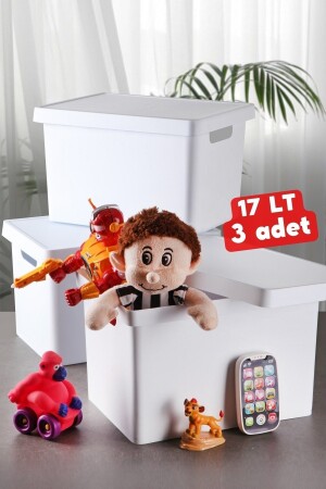17 Lt. Kapaklı Kutu 3 Adet Beyaz - Nandy Home