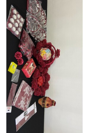 174-teiliges, luxuriöses Henna-Nachtzubehör-Set in Weinrot - Zeymerade