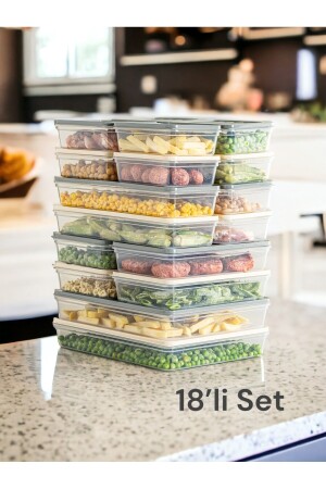18 bunte Kühlschrank-Organizer, Gefrierschrank- und Mikrowellen-Aufbewahrungsbehälter, 2 x 2400–4 x 1200–4 x 1170–8 x 600 ml - Nesto Home