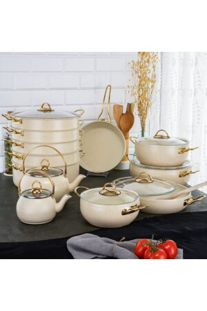 19 Parça Cream Güveç Tencere Seti - Evren