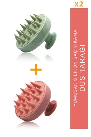 2 Adet Yumuşak Silikon Saç Derisi Masaj Şampuan Duş Fırçası - Muggio
