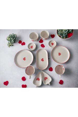 2 KİŞİLİK 11 PARÇA KALPLİ KAHVALTI SETİ - Meggdecor