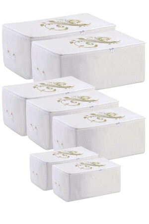 2 Mega 3 große und 2 kleine Aufbewahrungstaschen Set weiß H-2m-3B-2k - umbellatum