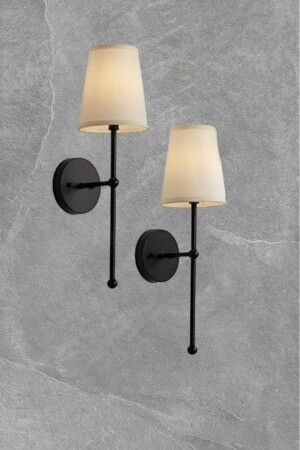 (2 Stück) Pars Single Black Sconce (mit cremefarbenem Lampenschirm) - Bsa Lighting