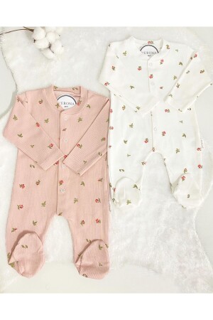2-teiliges Overall-Set für Babys mit Blumenmuster, Neugeborene 1–3–6 Monate - Verona Tarz