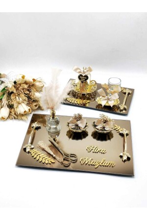 2-teiliges Tablett für Verlobungsfeiern, Kaffee- und Verlobungstablett für den Bräutigam, NSNTPSS212 - Genel Markalar