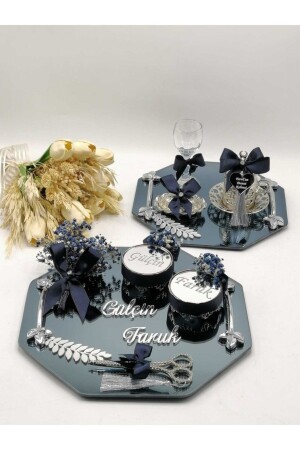 2-teiliges Tablett für Verlobungsfeiern, Kaffee- und Verlobungstablett für den Bräutigam, NSNTPSS224 - ZEKAAVM