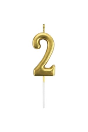 2 Yaş Gold Rakam Mum Altın Renk Doğum Günü Pasta Mumu 12 Cm - Bal10 Dünyasi