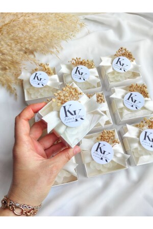 20 Adet Süslemeli Lotus Mum- Nikah Şekeri- Doğum- Sünnet- Düğün Nişan Söz- Kına- Hediyelik - Mapel