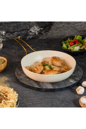 20 cm Cream Paste Series Pan – Antihaftbeschichtete Bratpfanne 20 cm (Goldstahlgriff) - Evren